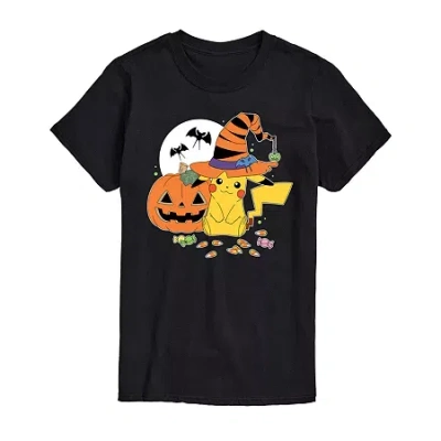 Novelty Mens Short Sleeve Pokemon Halloween Graphic T-shirt In Black