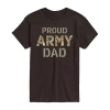 Novelty Mens Short Sleeve Proud Army Dad Graphic T-shirt In Brown