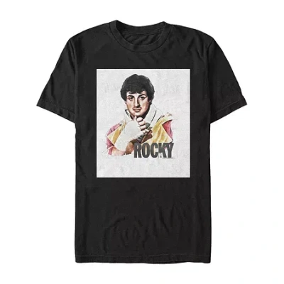 Novelty Mens Short Sleeve Rocky Graphic T-shirt In Black