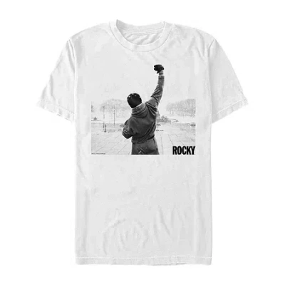 Novelty Mens Short Sleeve Rocky Graphic T-shirt In White