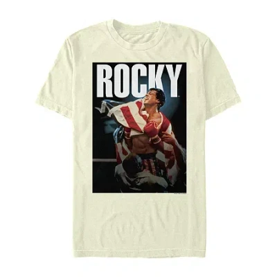 Novelty Mens Short Sleeve Rocky Graphic T-shirt In White