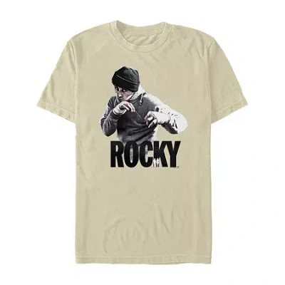 Novelty Mens Short Sleeve Rocky Graphic T-shirt In White