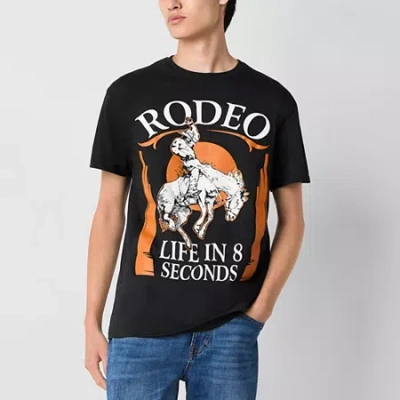 Novelty Mens Short Sleeve Rodeo Graphic T-shirt In Black