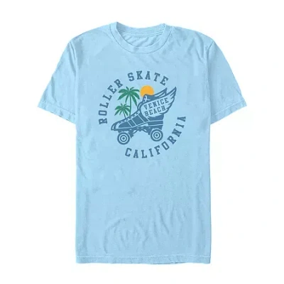 Novelty Mens Short Sleeve Roller Skating Graphic T-shirt In Blue