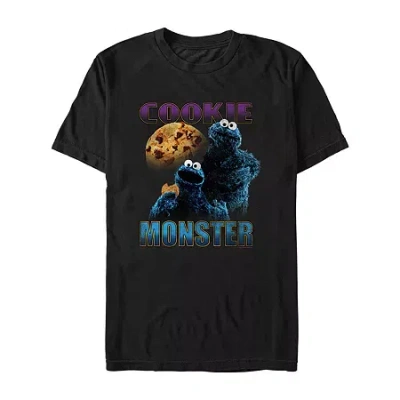 Novelty Mens Short Sleeve Sesame Street Graphic T-shirt In Black