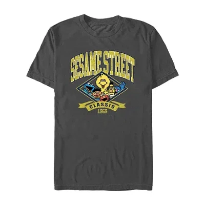 Novelty Mens Short Sleeve Sesame Street Graphic T-shirt In Black