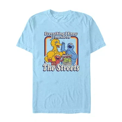 Novelty Mens Short Sleeve Sesame Street Graphic T-shirt In Blue