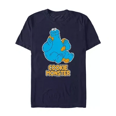 Novelty Mens Short Sleeve Sesame Street Graphic T-shirt In Blue