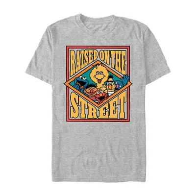 Novelty Mens Short Sleeve Sesame Street Graphic T-shirt In Gray