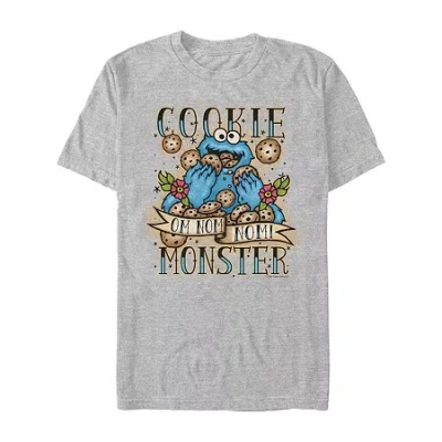 Novelty Mens Short Sleeve Sesame Street Graphic T-shirt In Gray
