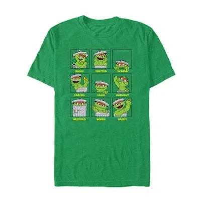 Novelty Mens Short Sleeve Sesame Street Graphic T-shirt In Green