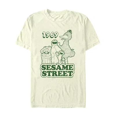 Novelty Mens Short Sleeve Sesame Street Graphic T-shirt In White