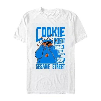 Novelty Mens Short Sleeve Sesame Street Graphic T-shirt In White