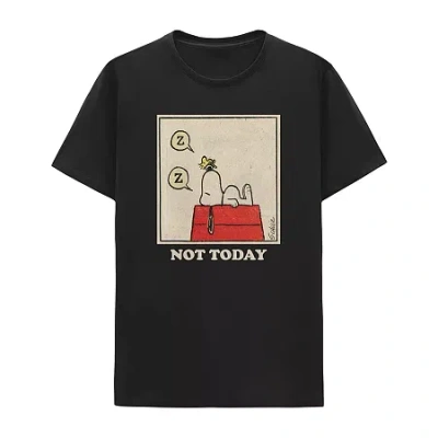 Novelty Mens Short Sleeve Snoopy Graphic T-shirt In Black