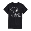 Novelty Mens Short Sleeve Snoopy Graphic T-shirt In Black