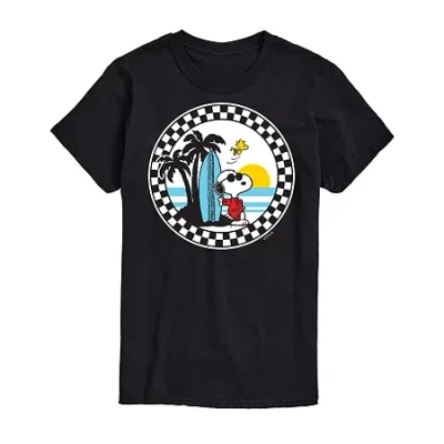 Novelty Mens Short Sleeve Snoopy Graphic T-shirt In Black
