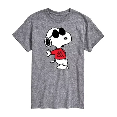 Novelty Mens Short Sleeve Snoopy Graphic T-shirt In Gray