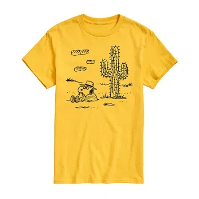 Novelty Mens Short Sleeve Snoopy Graphic T-shirt In Yellow