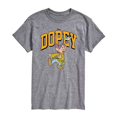 Novelty Mens Short Sleeve Snow White Dopey Graphic T-shirt In Gray