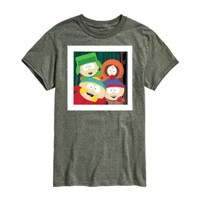 Novelty Mens Short Sleeve Southpark Graphic T-shirt In Green