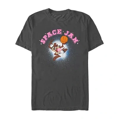 Novelty Mens Short Sleeve Space Jam Graphic T-shirt In Black