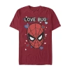 Novelty Mens Short Sleeve Spiderman Valentine's Day Graphic T-shirt In Red