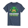 Novelty Mens Short Sleeve St. Patrick's Day Garfield Graphic T-shirt In Blue