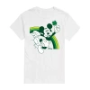 Novelty Mens Short Sleeve St. Patrick's Day Mickey Mouse Graphic T-shirt In White