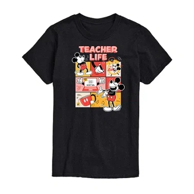 Novelty Mens Short Sleeve Teacher Mickey Mouse Graphic T-shirt In Black
