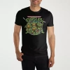 Novelty Mens Short Sleeve Teenage Mutant Ninja Turtles Graphic T-shirt In Black