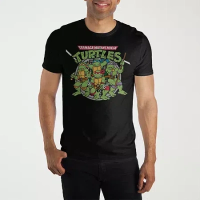 Novelty Mens Short Sleeve Teenage Mutant Ninja Turtles Graphic T-shirt In Black