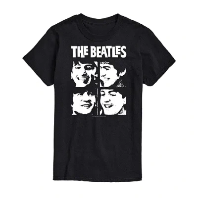 Novelty Mens Short Sleeve The Beatles Graphic T-shirt In Black