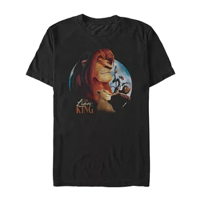 Novelty Mens Short Sleeve The Lion King Graphic T-shirt In Black