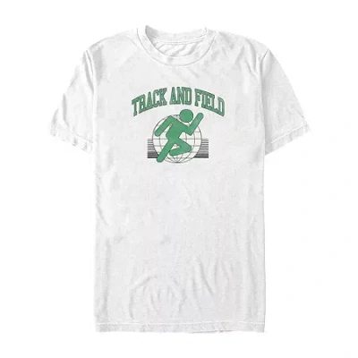 Novelty Mens Short Sleeve Track And Field Graphic T-shirt In White