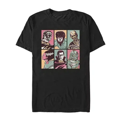 Novelty Mens Short Sleeve Universal Monsters Graphic T-shirt In Black