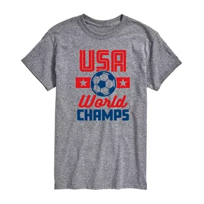 Novelty Mens Short Sleeve Usa Soccer Graphic T-shirt In Gray
