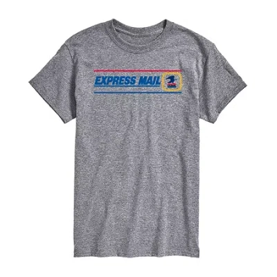 Novelty Mens Short Sleeve Usps Graphic T-shirt In Gray