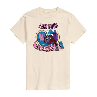 Novelty Mens Short Sleeve Valentine's Day Star Wars Graphic T-shirt In Sand