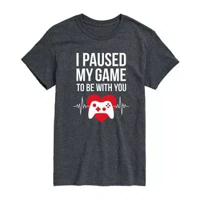 Novelty Mens Short Sleeve Video Game Graphic T-shirt In Gray