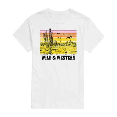 Novelty Mens Short Sleeve Wild & Western Graphic T-shirt In White