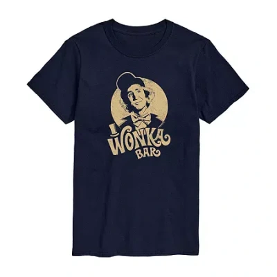 Novelty Mens Short Sleeve Willy Wonka Graphic T-shirt In Blue