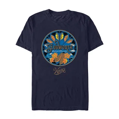 Novelty Mens Short Sleeve Willy Wonka Graphic T-shirt In Blue