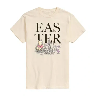 Novelty Mens Short Sleeve Winnie The Pooh Easter Graphic T-shirt In Sand