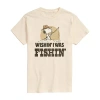 Novelty Mens Short Sleeve Wish I Was Fishin' Snoopy Graphic T-shirt In Sand