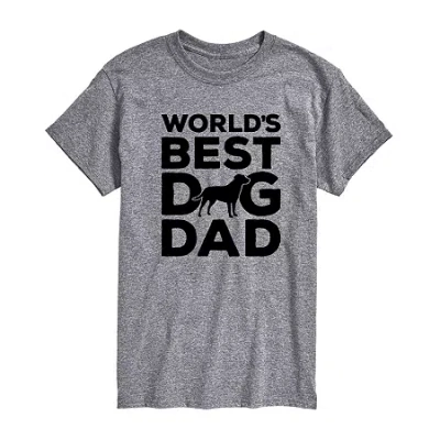Novelty Mens Short Sleeve World's Best Dog Dad Graphic T-shirt In Gray
