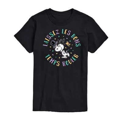Novelty Mens Short Sleevepeanuts Mardi Gras Graphic T-shirt In Black