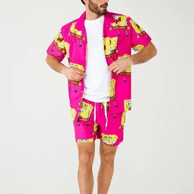 Novelty Mens Spongebob Graphic T-shirt In Pink