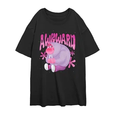 Novelty T-shirts Always Awkward Womens Juniors Crew Neck Short Sleeve Oversized Inside Out Graphic T-shirt In Black