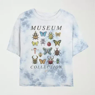 Novelty T-shirts Animal Crossing Museum Collection Cropped Womens Juniors Crew Neck Short Sleeve Nintendo Graphic T-s In Blue