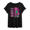 Novelty T-shirts Barney Tee Womens Juniors Crew Neck Short Sleeve Oversized Graphic T-shirt In Black